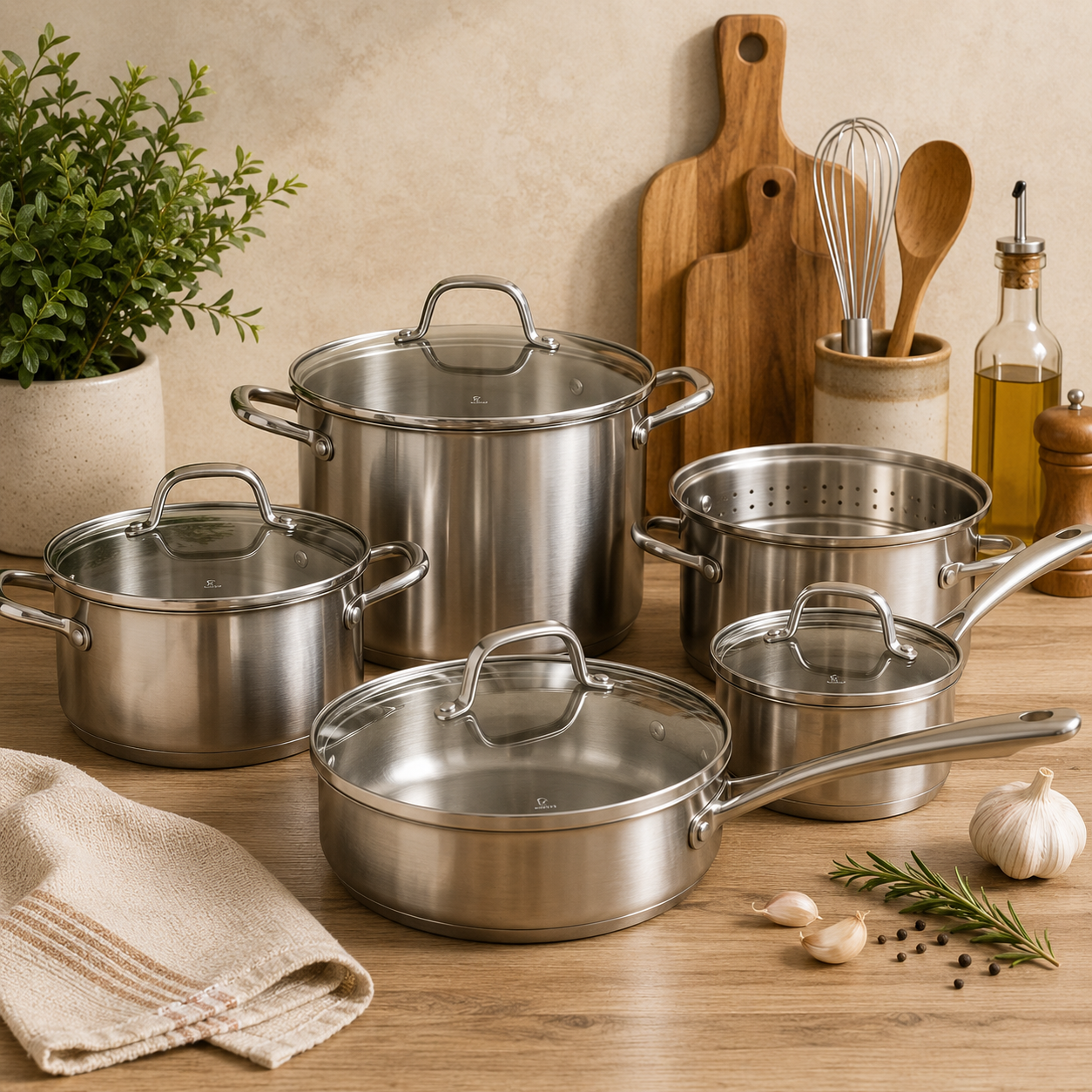Stainless Steel Cookware Set (5-Piece)